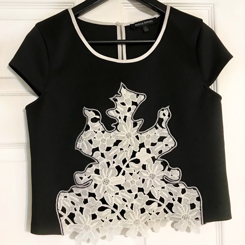 Black/ Floral Crop Top
